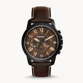 Fossil Men’s Chronograph Quartz Leather Strap Brown Dial 44mm Watch FS5088